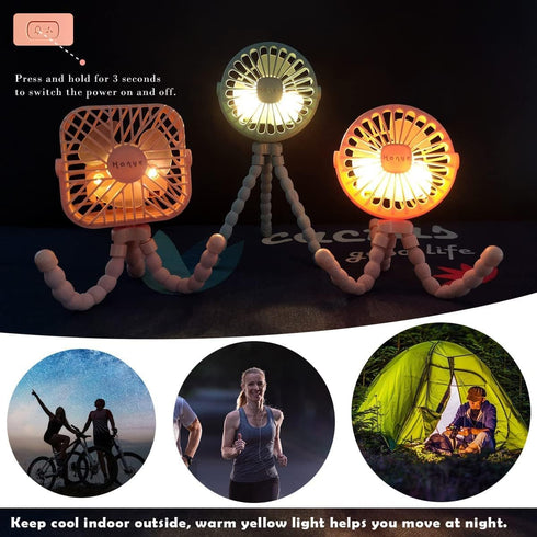 Suteng Clip-On Stroller Fan, Battery Operated Mini Portable Handheld Fan for Car Seat Crib, USB Rechargeable with 3