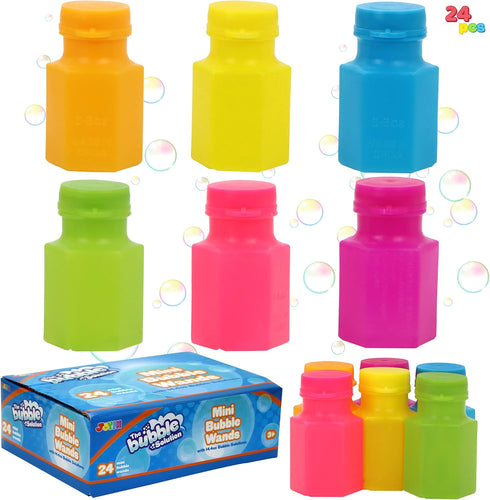 JOYIN 24 pcs Mini Bubble Bottles with Wand Assortment for Kids, Bubble Blower for Party Favors, Summer Toy