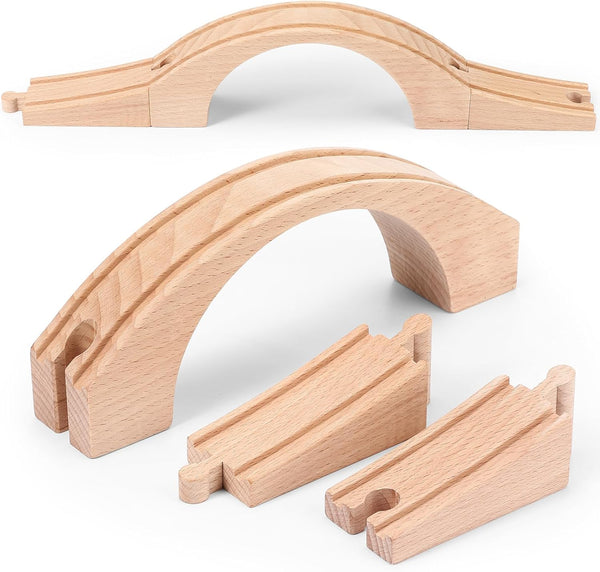 Kigley Wood Train Track Expansion Wooden Train Track Accessories Wooden Bridge for