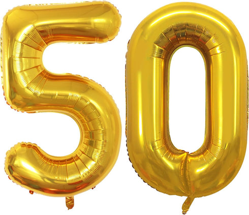 GOER Number 50 Balloons for 50th Birthday Party Decorations, 42 Inch Jumbo Foil Helium Balloons (Gold)