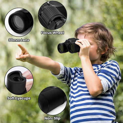 DR. ANISON Set 3-12 Binoculars for Kids Toy Binoculars for Age Years Old Boys Girls Outside Play, Bird Watching