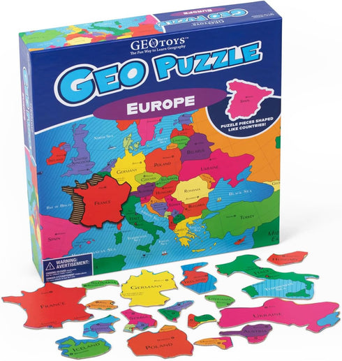 GeoToys GeoPuzzle, Europe Jigsaw Puzzles, 58 Pc Geography Game & Map Puzzle,
