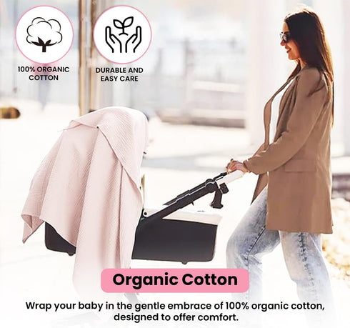 100% 3-Pack, 47 47 inches Organic Muslin Swaddle Blankets, Organic Cotton, Baby Wrap for Boys and Girls, Soft