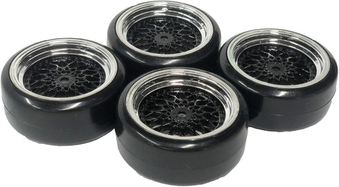 4PCS 1/10 RC Drift Car Tires, Smooth Hard Tyre Plastic Plating Wheel Rims Set for Traxxas HSP Tamiya HPI Kyosho On-Road