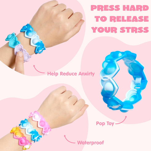 28 JOYIN PCS Valentine's Day Gifts Cards with Heart Pop Fidget Bracelets, Stress Relief Pop Bubble Fidget Toys for Kids