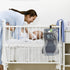 Large Gray Fabric Crib Diaper Organizer - Bedside Storage Pouch for Nursery