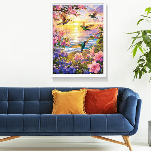 300 Pieces Puzzles for Adults - Hummingbird Beach Flower Puzzle, Gift for Family, 20.5x15IN