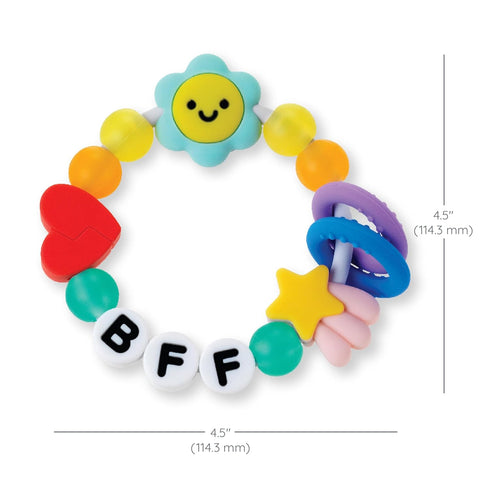 Infantino BFF Friendship Baby Teether Soft Silicone Baby Teething Toy with Textures, Bright Colors, and Easy-Grip