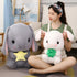 Soft Toy - Sitting Lop Eared Rabbit, Easter White Rabbit Stuffed Bunny with Carrot, Realistic Long-Eared Pink Plush