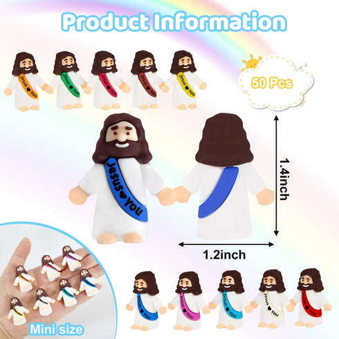 Babelshar 50 Pcs Little Jesus Figures, Action Figures Mini Jesus Love You Figurines in Bulk, Pocket Miniature