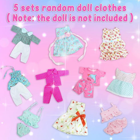 5 Set 18 inch Summer American Doll Clothes and Accessories for Girl Dolls Including Fashion Dress Casual Daily Outfits