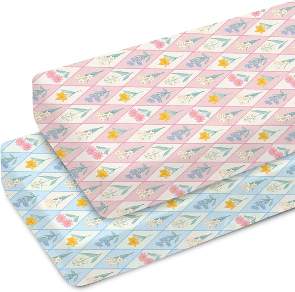 ZoUbqchY Boho Floral Spring Baby Crib Sheets for Boy Girl 28"x52" Colorful Wildflowers