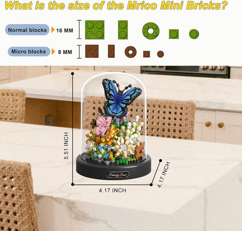 Flower Bouquet Building Set for Adults - Mini Plant Bonsai Tree Friend Set, Home Decor Gift for Kids, Birthday Gift for