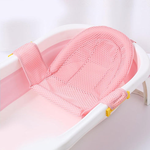 Naroote 3D Baby Bath Seat Support Nonslip Adjustable Bath Seat for Newborns with Breathable Fabric (Pink)