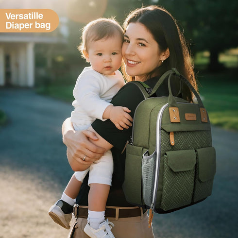 cutblajat Backpack 25L Diaper Bag Capacity with Changing Pad for Boys and Girls Essential Baby Stuff for Mom (Gray)