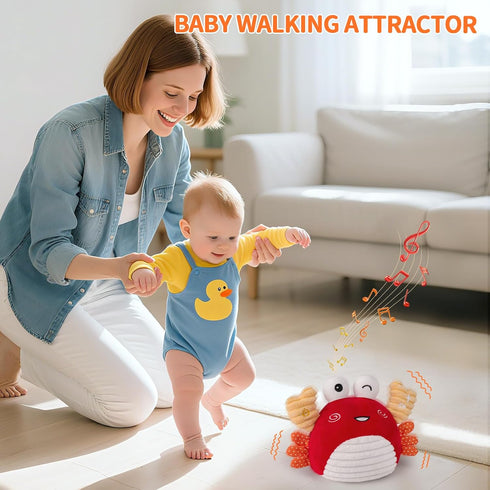 0-6 100+ 1 2 3 nicknack Baby Toys Months Crawling Dancing Bouncing Musical Learning Plush Crab,Interactive Songs Toy
