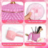 MMRYLEPTY 5 Set, 21oz Pcs Body Powder Puff Pink Glass Powder Container with Lid, Soft Powder Puffs & Spoons, Washable