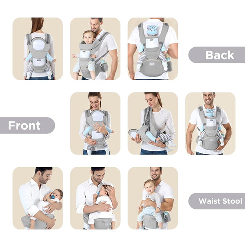 9 1 Backpack 7-45 lbs Baby Carrier with Hip Seat, Multi-Functional in Baby Wrap Carrier Newborn to Toddler for All