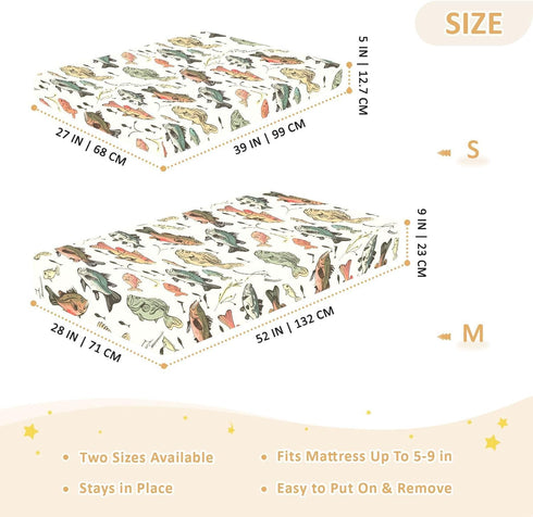 KICPOAY 52x28 Vintage Bass Fishes Toddler Bed Crib Sheets Baby Crib Sheets Cover for Soft Mini Crib Mattress