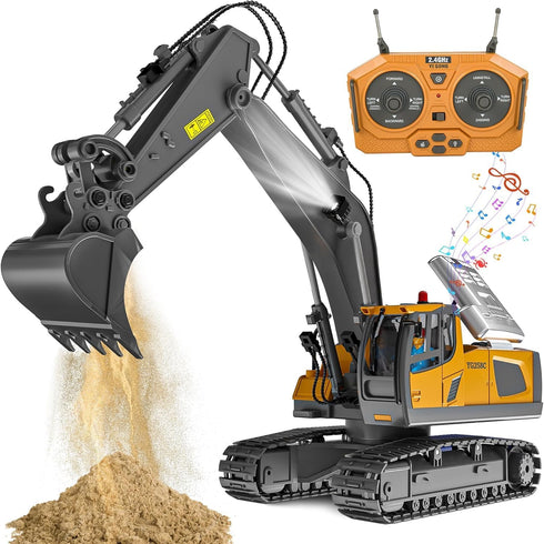 Remote Control Excavator Toy for Boys 6-11 yrs Old,11-Channel RC Excavator Toy,with