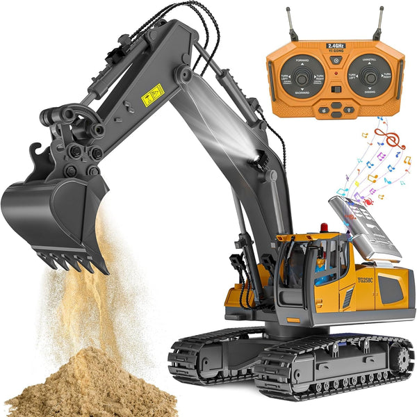 Remote Control Excavator Toy for Boys 6-11 yrs Old,11-Channel RC Excavator Toy,with