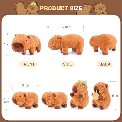 5-in-1 5Pcs Set Mommy 4 3 8 SuzziPals Capybara Stuffed Animals with Babies Inside, Capybara Plush with & Babies, Soft
