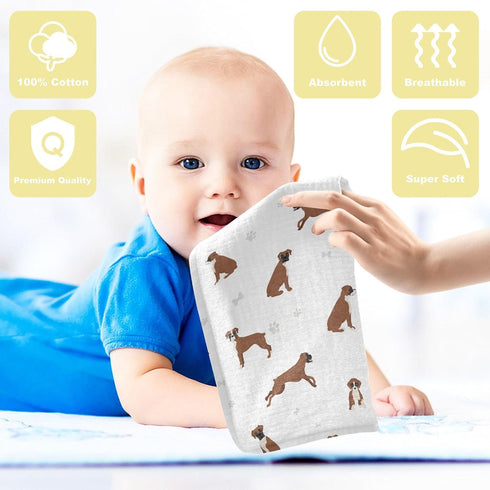 11.8 11.8 inch, sizex3 vvfelixl Baby Cotton Washcloths Boxer Dog Infants Bath Towel for Unisex Puppy Face Towels