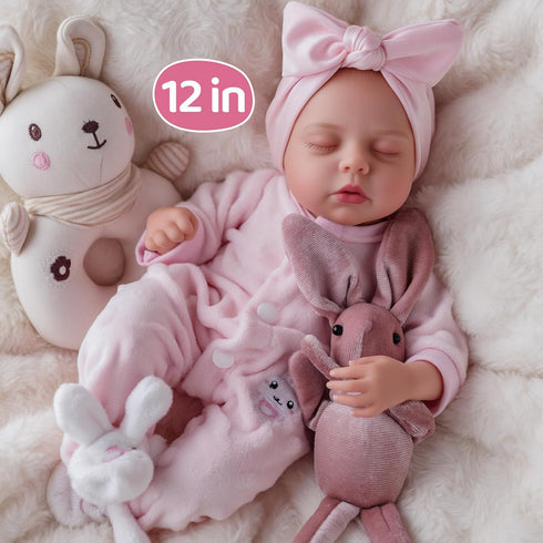 12 Inch Set 3+ BABESIDE Lifelike Reborn Baby Dolls Vinyl Full Body, Soft Realistic Baby Doll Sweet Sleeping Preemie