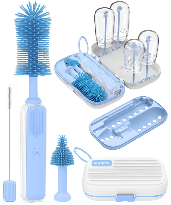 Electric Baby Bottle Brush Cleaner for Travel BPA-Free Silicone, One-Button 360 Deep