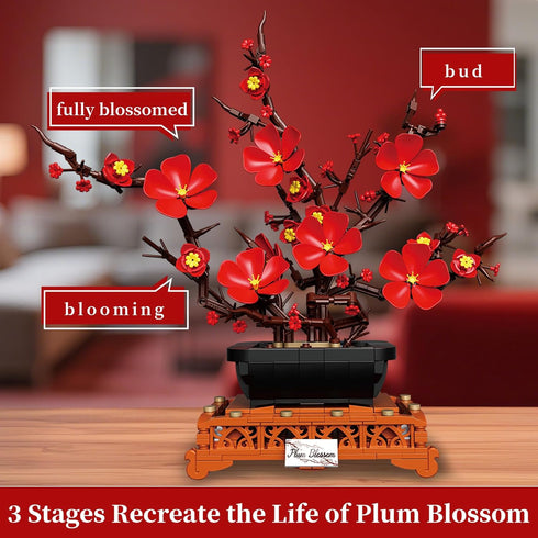 Sets 692PCS kiothdre Plum Blossom Building for Adults Women- Flowers Bouquet Botanical Collection Blocks Kit