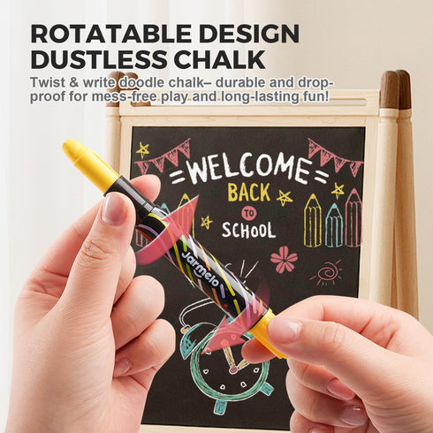12 Set 3+ Jar Melo Dustless Chalk for Kids, PCS Sidewalk Chalk with Holder, Washable and Non-Toxic, Colored Chalk