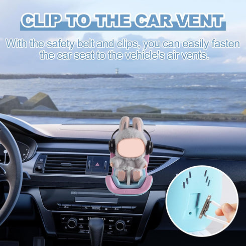 Ciunura 10-17cm Doll Car Seat, Car Seat for Dolls, Including Air Vent Clip, Desktop Stand, Adjustable Strap