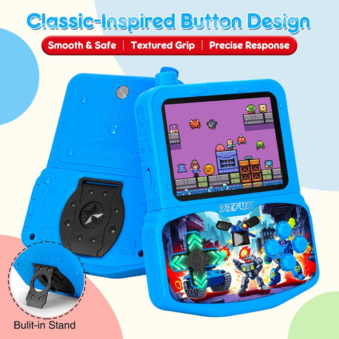 VOLGUARD II 220 3.5'' 4 5 6 7 8-Blue-Robot-Themed Handheld Game Console for Kids, Preloaded Retro Games, HD IPS Screen