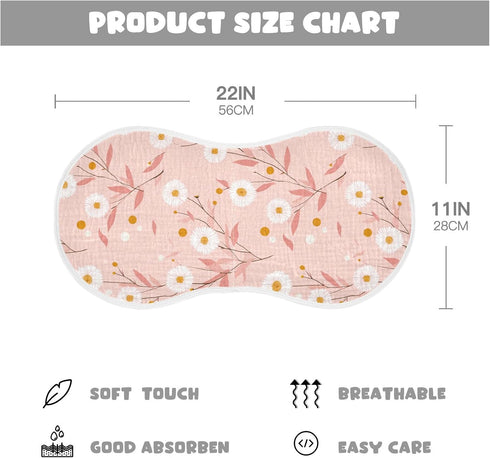 decor gift 4 Pack 22x11in Cotton Burp Towels for Baby Soft Touch White Sunflower Pink Baby wash Cloth for Unisex Babies