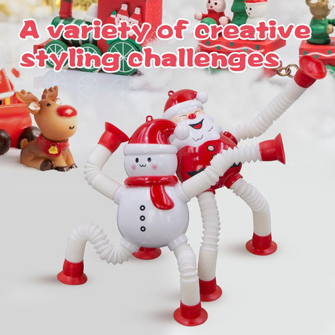 8Pack Kids(8 Pack Pop Tubes Robot Fidget Toys , Skeleton Fidget Pop Toys Telescopic Suction Cup Toy for Stress