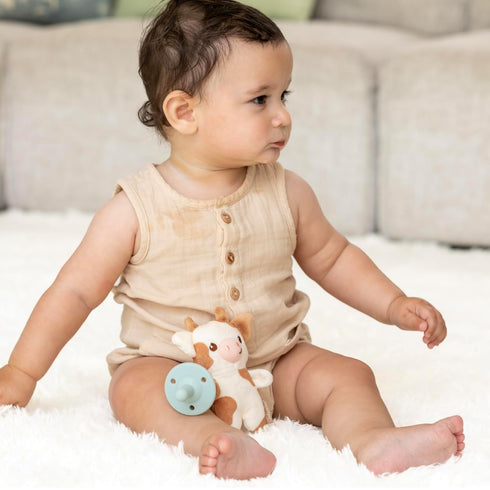 Infantino Snuggle & Soothe PaciPal - Soft Fabric Pacifier Pal with Premium Silicone Pacifier for Baby's Comfort