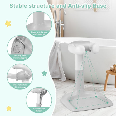dorabaliy 6-36 Baby Shower Standing Support with Anti-Slip Base and Shower Head Holder, Adjustable Height/Width Baby