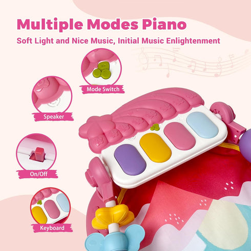 Set 0 1 2 3 4 5 6 7 8 9 10 11 12 Baby Gym Play Mat, Musical Activity Center for Baby, Baby Rattles Toys with Storage