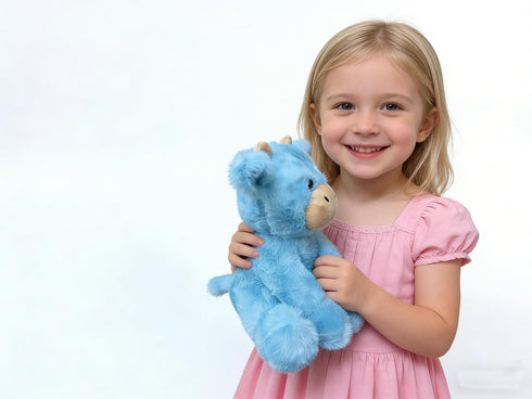 YUKOUQIAN 8 inch Cute Cow Plush Stuffed Animal Doll Toy for Girls Boys (Siting Cow CAI Blue)