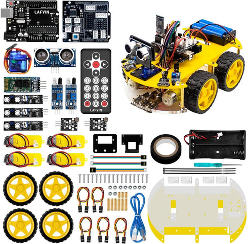 LAFVIN 4WD Multi Robot Car Kit Upgraded V2.0 Robot STEM/Graphical Programming Robot Car Compatible with Arduino IDE