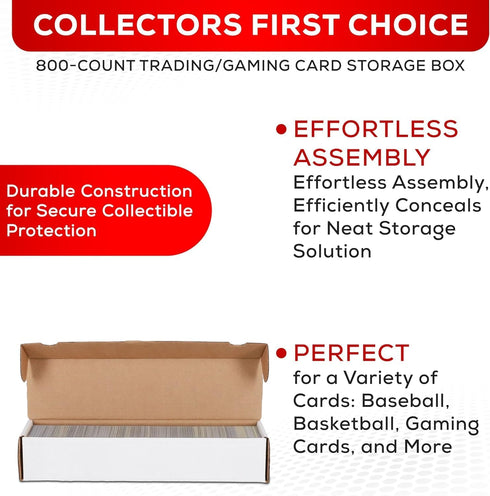 (3) Premium 800 Count Storage Box Trading Card Storage Box Cardboard Perfect Baseball Card Storage Box - MADE IN USA