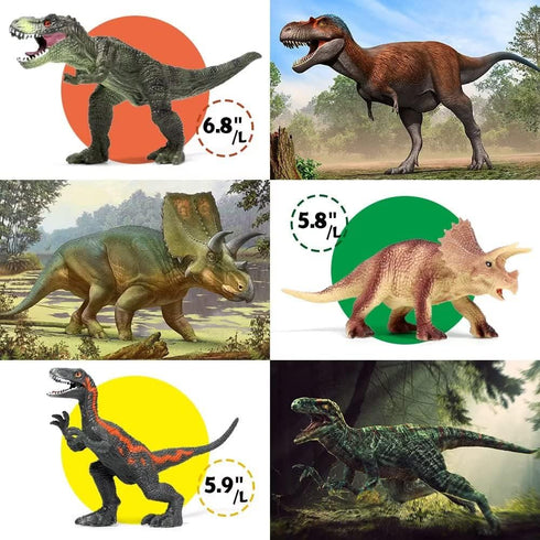 FRUSE Jurassic Dinosaur Toys - 12 PCS Realistic Jumbo Dinosaur Figurines with Educational Dino Book for Kids 3-5