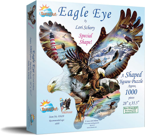 SUNSOUT INC - Eagle Eye - 1000 pc Special Shape Jigsaw Puzzle by Artist: Lori Schory - Finished Size 28" x 35.5" Eagle - MPN# 95639