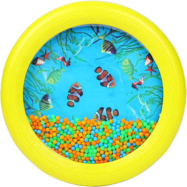 Ocean Drum Wave Bead Drum, Gentle Sea Sound Music Gift Musical Educational Tool for Kid Child Baby, Yellow