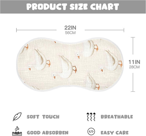 Set 1, White Geese Muslin Baby Burp Cloths of Super Soft & Absorbent Burping Rags, Cotton Burp Clothes Shower Gift