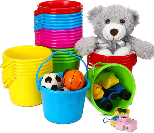 Jerify 30 Pieces Mini Plastic Beach Pail 6.3 Inch Plastic Small Bucket