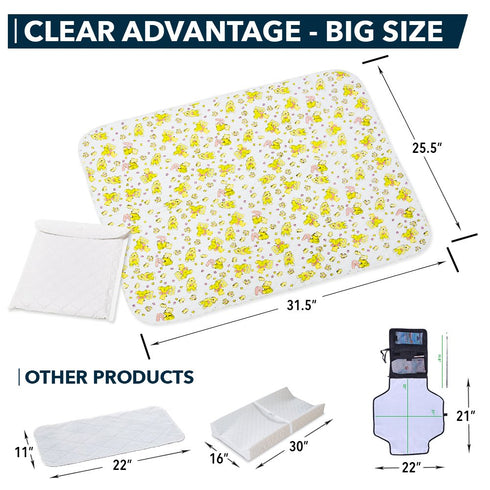 25.5"x31.5" Changing Mat - Biggest Waterproof & Reusable Portable Changing Pad for Change Diaper in Any Places On the