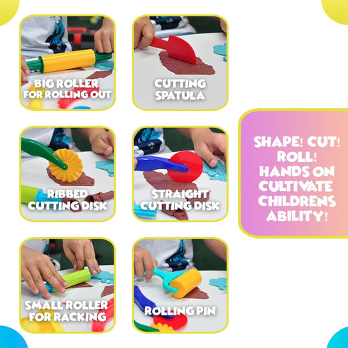 DIMROM Clay and Play Dough Tools Six Piece Set - Ages 3 & Up (6pcs)