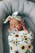 Set, (0-6 Sunflower Swaddle and Headband Handmade Stretchy Soft Cotton m Headband, Sunflower)