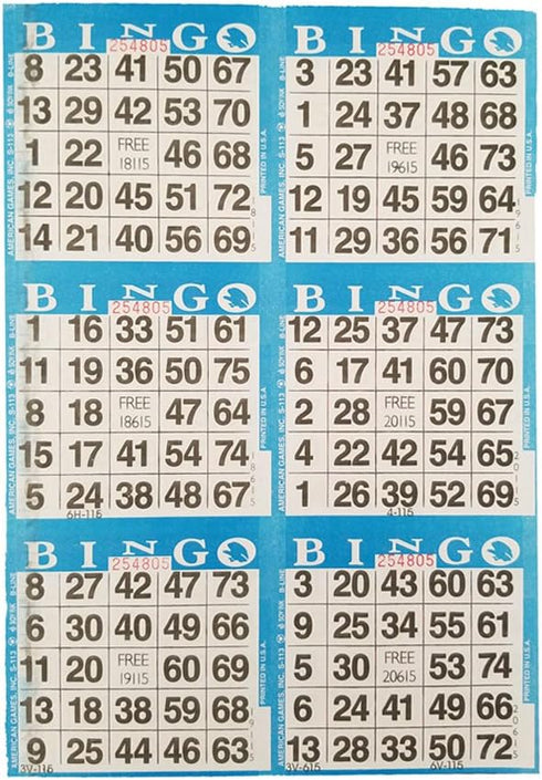 American Games 6 10 100 10 Bingo Paper Game Cards Card Bingo Sheets Books Colors, Made in USA